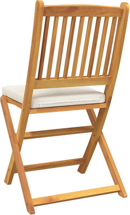 vidaXL - Vouwtuinstoelen - met - Witte - Kussen - 2 - stuks - van - Massief - Acaciahout