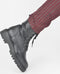 PS Poelman Leta - Dames Leren Enkellaarzen met Veters en Rits - Chunky Plateauzool 4,5 cm - Zwart Tumble - Maat 41