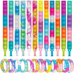 Partizzle Fidget Toys Pop It Armbanden - 24x Siliconen Armbanden - Stressverlichting - Kleurrijk (24 stuks)
