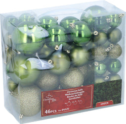 Christmas Gifst Kerstballen Set Groen - 46 Stuks Kunststof Kerstballen - Kerstversiering