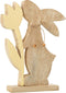 J-Line decoratie Konijn Bloem - hout - geel - large - paasdecoratie