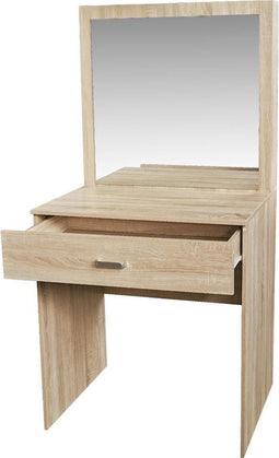 VDD Kaptafel - Make-up tafel met grote spiegel en opberglade - Lichtbruin