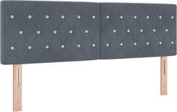 vidaXL - Hoofdbord - met - Kristallen - Knopen, - Geplooid, - Donkergrijs, - 160 - cm, - Fluweel