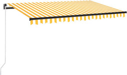 vidaXL - Luifel - handmatig - uittrekbaar - 450x350 - cm - geel - en - wit