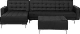 ABERDEEN - Hoekslaapbank met ottomaan - Zwart - Rechts - Kunstleer