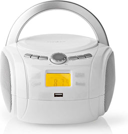 Nedis Boombox - CD-Speler - Bluetooth FM USB - 9 W - Wit