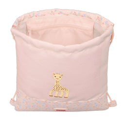 Sophie la Girafe Rugtas met Koordjes - Gerecycled Waterafstotend - 26 x 34 x 1 cm