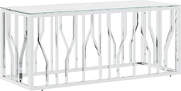 vidaXL - Salontafel - 110x45x45 - cm - roestvrij - staal - en - glas - zilverkleurig