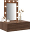 vidaXL - Wandkaptafel - met - LED-verlichting - in - Bruin - Eiken