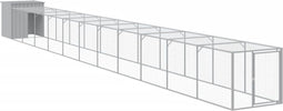 vidaXL - Kippenhok - met - ren - 110x1221x110 - cm - staal - lichtgrijs