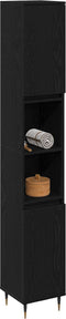 vidaXL - Badkamerkast - Zwart - Eiken - 30x30x190 - cm - Geengineerd - Hout