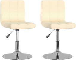 vidaXL - Eetkamerstoelen - 2 - st - draaibaar - stof - crèmekleurig