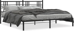 vidaXL - Bedframe - met - hoofdbord - metaal - zwart - 200x200 - cm