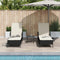 vidaXL - Ligbedden - 2 - stuks - met - Kussens - en - Tafel - Zwart - Poly - Rattan