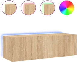 vidaXL - Tv-wandmeubel - met - LED-verlichting - 100x35x31 - cm - sonoma - eiken