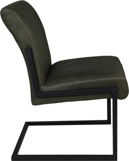 HSM Collection-Eetkamerstoel Texas S/2-55x50x85-Groen/Zwart-Leder/Metaal