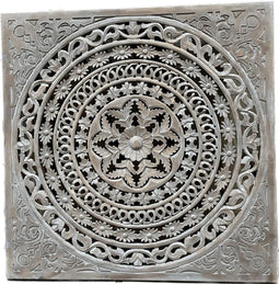 Houten wandpaneel Palma handgemaakt burnt grey 120 x 120 cm