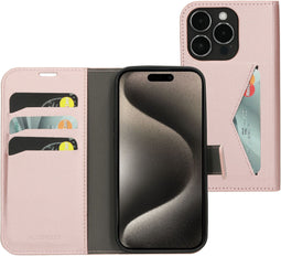 Mobiparts Classic Wallet Case - Flip Cover - Ruimte voor pasjes - Roze (iPhone 15 Pro)