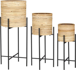 Mica Decorations Kaj Bloempot op Standaard - H80xØ31 cm - Set van 3