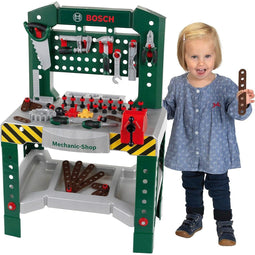 Klein Toys Bosch mini werkbank - 77 delig - met accessoires en leerfuncties - donkergroen
