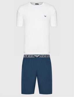 Emporio Armani Endurance - Mannen Shortama - Katoen 95% - Wit/Abyss - M