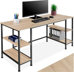 tectake® Stoke - Bureau - Industrieel design - 4 opbergvakken - Lichtbruin