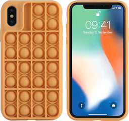 iMoshion Hoesje Geschikt voor iPhone Xs / X Hoesje Siliconen - iMoshion Pop It Fidget Toy - Pop It hoesje - goud