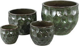PTMD Bloempot Charlie - 46x46x38 cm - Keramiek - Groen - Set van 4