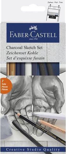 Faber-Castell houtskool set - 7-delig - houtskool - tekenset - tekenhoutskool - FC-114002