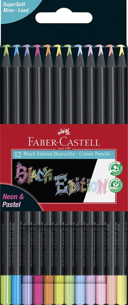 Faber-Castell kleurpotloden- Black Edition - neon+pastel - 12 stuks - FC-116410