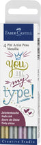 Faber-Castell tekenstift - Pitt Artist Pen - metallic - 4-delig etui - FC-167304