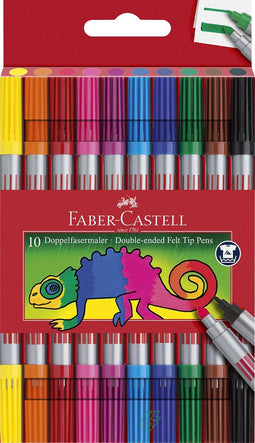 Faber-Castell viltstiften - dubbele punt - brushpen en fineliner - 10 stuks - FC-151110