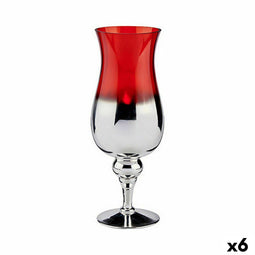 Kaarshouder Kristal Rood Zilverkleurig 13 x 35 x 13 cm (6 Stuks)