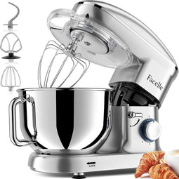 Facelle - Electric Stand Mixer - 660W Power - 6 Speed Options + 6.5QT Bowl