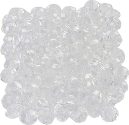 Facet kralen, afm 5x6 mm, gatgrootte 1 mm, kristal, 100stuks