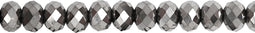 Facet kralen, afm 5x6 mm, gatgrootte 1 mm, metallic grijs, 100stuks