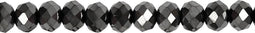 Facet kralen, afm 5x6 mm, gatgrootte 1 mm, metallic zwart, 100stuks