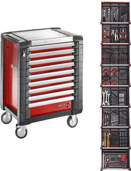 Facom Gereedschapswagen 9 laden, met 8 gevulde laden - Rood - JETCM215BNL