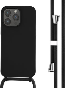 iMoshion Hoesje Geschikt voor iPhone 14 Pro Max Hoesje Met Koord - iMoshion Siliconen hoesje met koord - Zwart