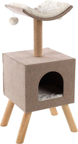 Flamingo Scandi - Krabpaal - Jute krabtouw - Beige Naturel Wit - 36 × 43 × 82 cm