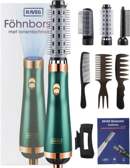 Raveg Föhnborstel - Professionele Ionische Haardroger 1200W - Multifunctioneel - Groen