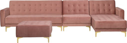 ABERDEEN - Hoekslaapbank ottomaan - Roze - Links - 347 cm - Fluweel