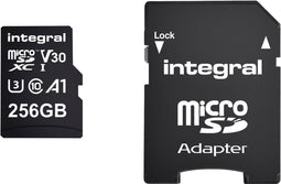 Integral - High Speed Micro SD V30 UHS-I U3 - 256GB tot 100MB/s lezen - (1 stuk)