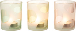 J-Line windlicht Ronden - glas - mix/pastel - medium - 3 stuks