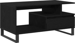 vidaXL - Salontafel - Zwart - Eiken - 90x49x45 - cm - Bewerkt - Hout