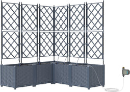 vidaXL - Tuinplantenbakken - met - Waterafvoer - 5 - stuks - Lichtgrijs