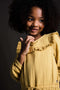 Like Flo F108-5810 - Meisjes Jurk - Maxi met ceintuur en ruffles - Mosterdgeel