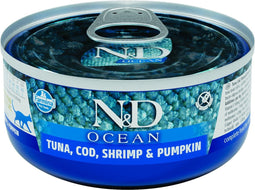 Farmina N&D Kat Ocean Tonijn, Kabeljauw, Garnalen & Pompoen Adult 80 gram