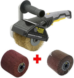 FARTOOLS Pack 615125: Renovator REX120C + flapborstel en borstel van synthetische vezels - Speciaal hout & metaal - Vlakke oppervlakken