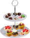 Excellent Houseware etagere met 2 lagen - wit - porselein - H24 cm
